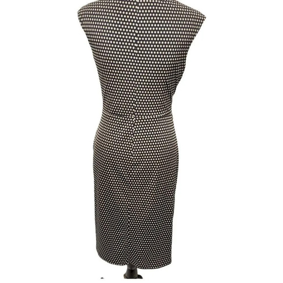 Evan Picone Black Label Women's Polka Dot Twist Bodycon Midi Dress Size 6 Black - Picture 3 of 13